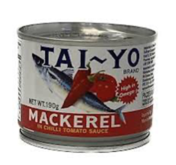 TAI`YO MACKEREL TIN FISH 190G TOMATO N CHILLI