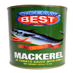OCEAN BEST MACKEREL 425G TIN FISH IN TOMATO WITH CHILLI
