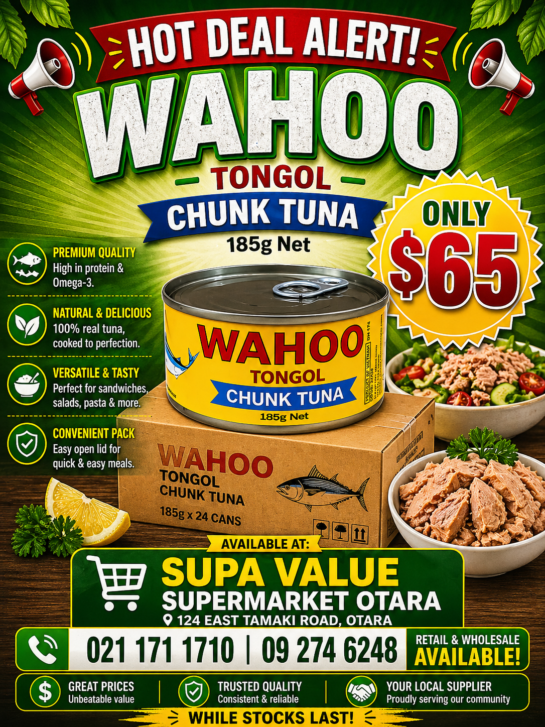 Wahoo tuna chunk 185g box